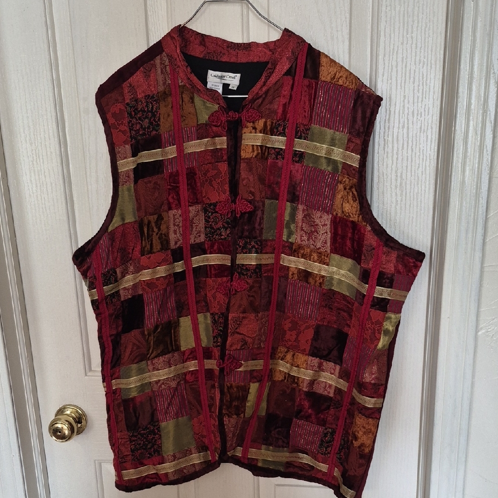 Coldwater Creek Multi-Color Patchwork Velvet Vest - image 1
